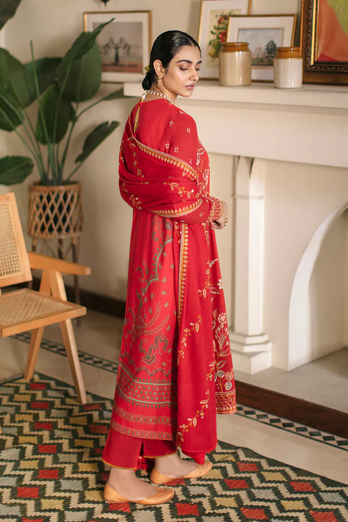 Cross Stitch Winter Edit Unstitched Khaddar 3Pc D-03 CRIMSON AURA