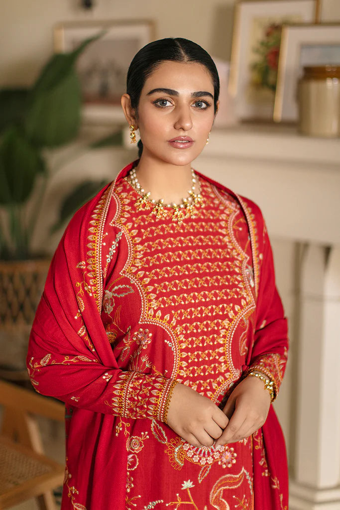 Cross Stitch Winter Edit Unstitched Khaddar 3Pc D-03 CRIMSON AURA