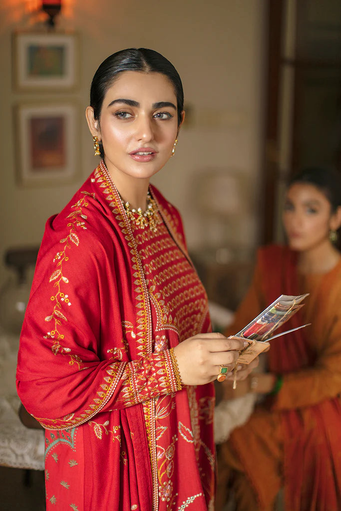 Cross Stitch Winter Edit Unstitched Khaddar 3Pc D-03 CRIMSON AURA