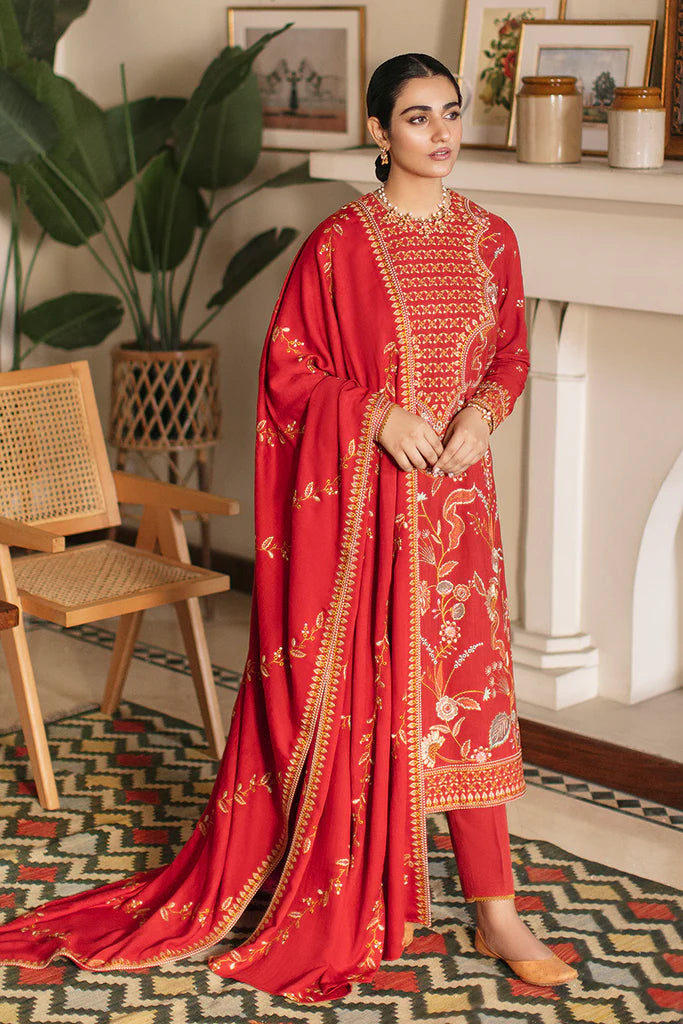 Cross Stitch Winter Edit Unstitched Khaddar 3Pc D-03 CRIMSON AURA