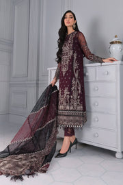 Jazmin Iris Luxury Formal Chiffon Unstitched 3PC Suit D-03 LIVIA - FaisalFabrics.pk
