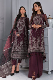 Jazmin Iris Luxury Formal Chiffon Unstitched 3PC Suit D-03 LIVIA - FaisalFabrics.pk