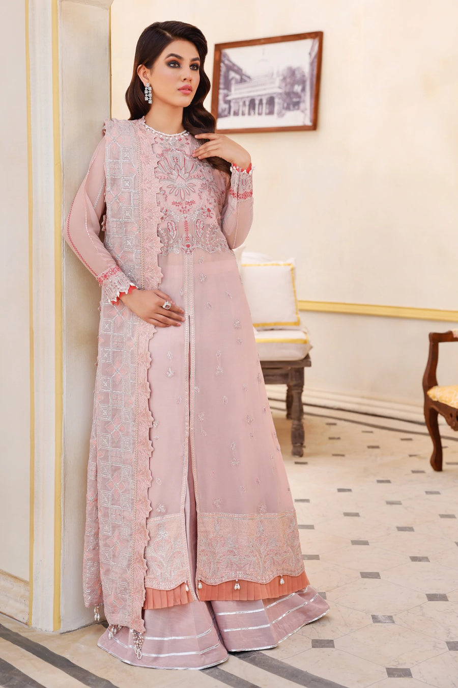 Xenia Formals Preesia Unstitched Chiffon 3Pc Suit D-03 SEYAM