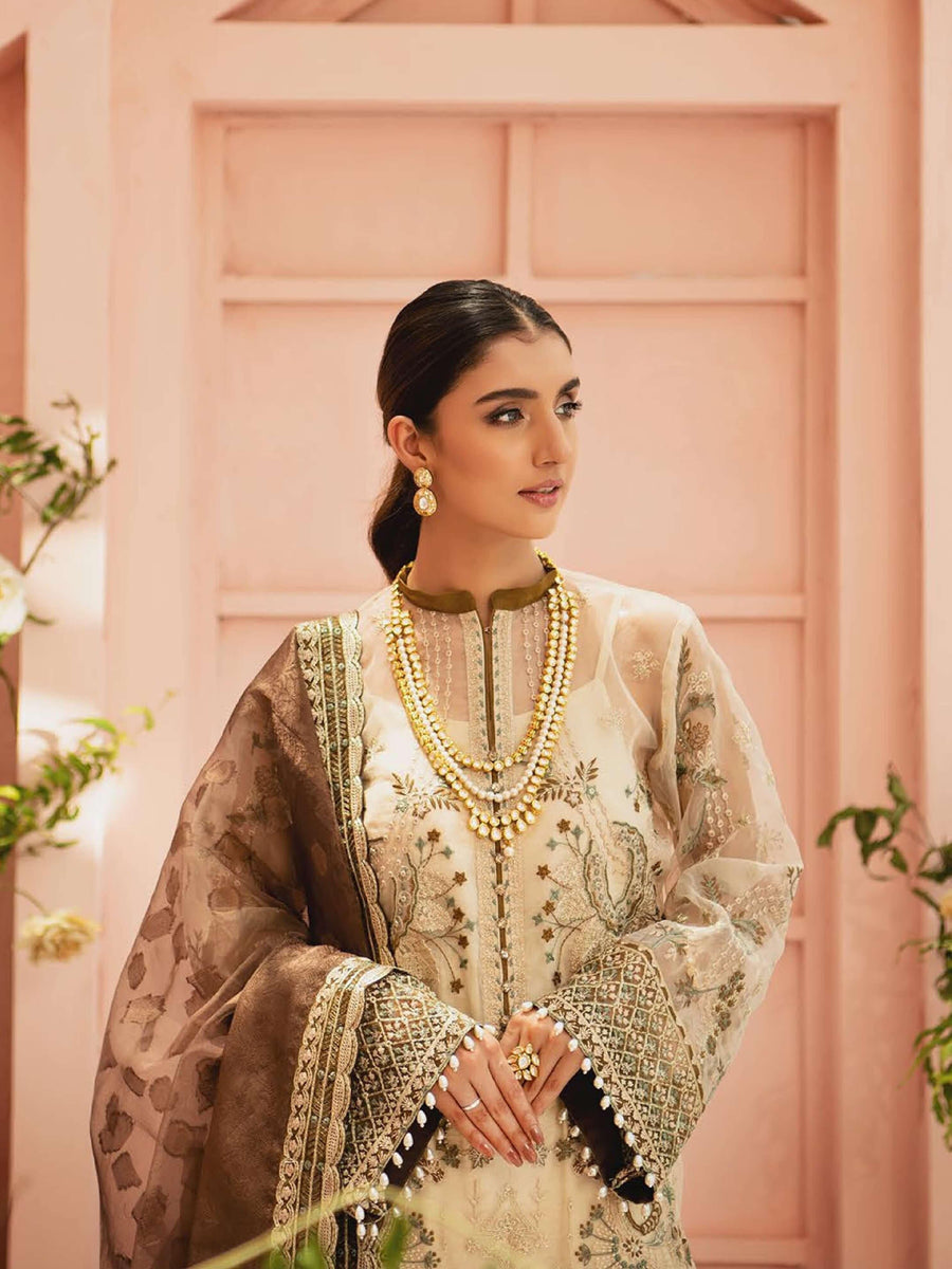 AIK Atelier Mystique Organza and Tulle Embroidered 3 Piece Suit Look-03 - FaisalFabrics.pk