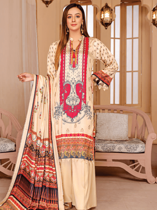 Al Kareem Bin Ismaeel Tarz Printed Cotrai Unstitched 3Pc Suit D-03