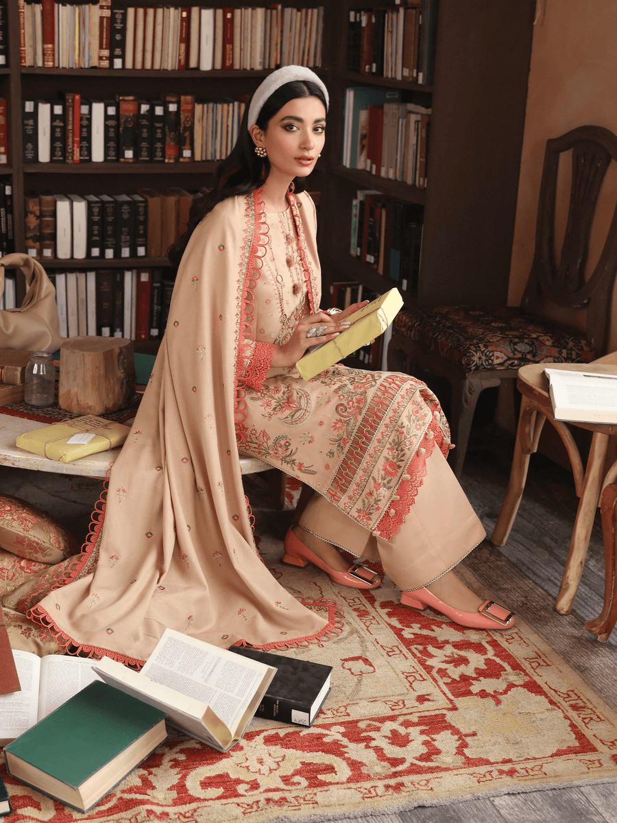 Rang Rasiya Premium Winter Unstitched Karandi 3Pc Suit D-03 BLAZE