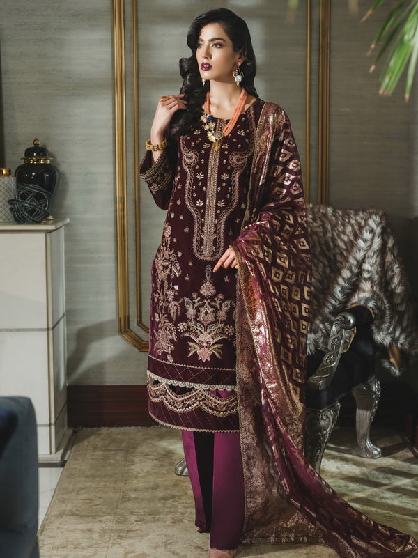 Rang Rasiya Tehwaar Unstitched Luxury Velvet 3Pc Suit D-04 Meher Un Nisa