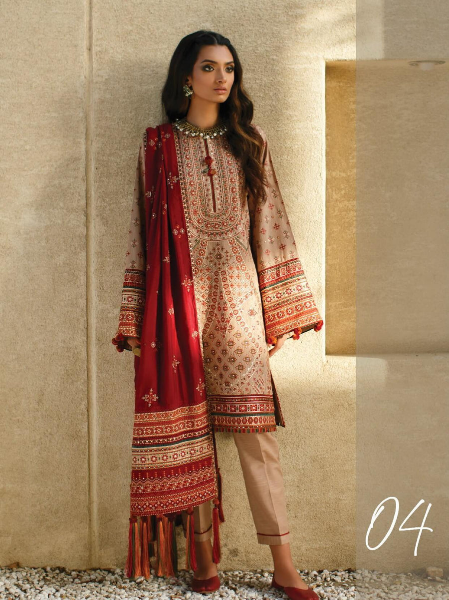 Baroque Fall Winter Embroidered Khaddar 3pc Unstitched Suit 04-JULEP - FaisalFabrics.pk