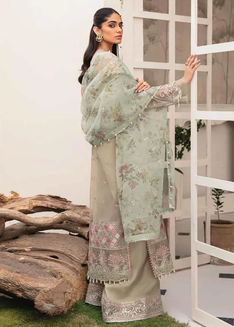 Afrozeh La Fuchsia Unstitched Festive Chiffon 3Pc Suit ALF-V1-04 MAVI