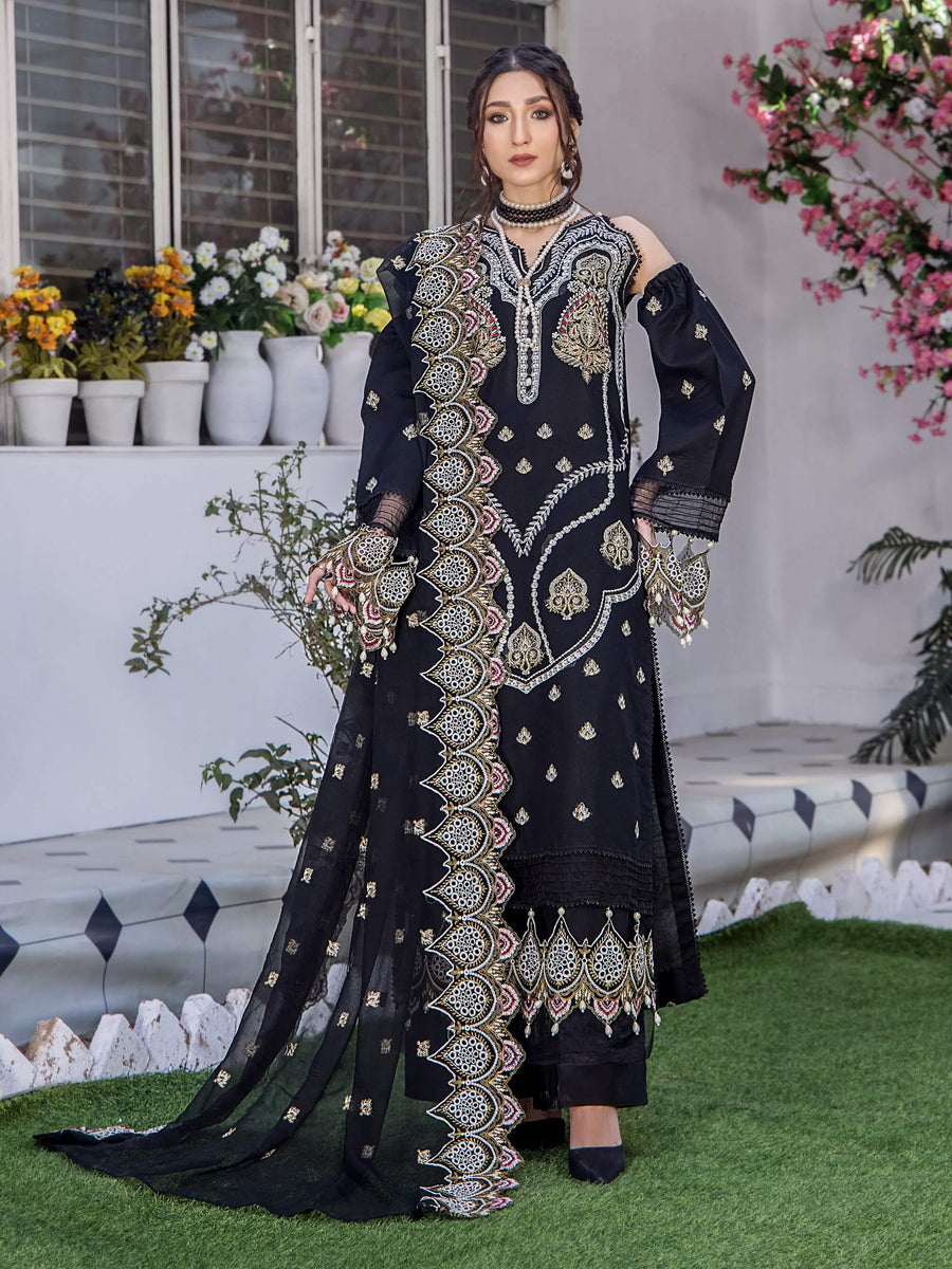 Afsoon by Humdum Embroidered Swiss Lawn Unstitched 3Piece Suit D-04
