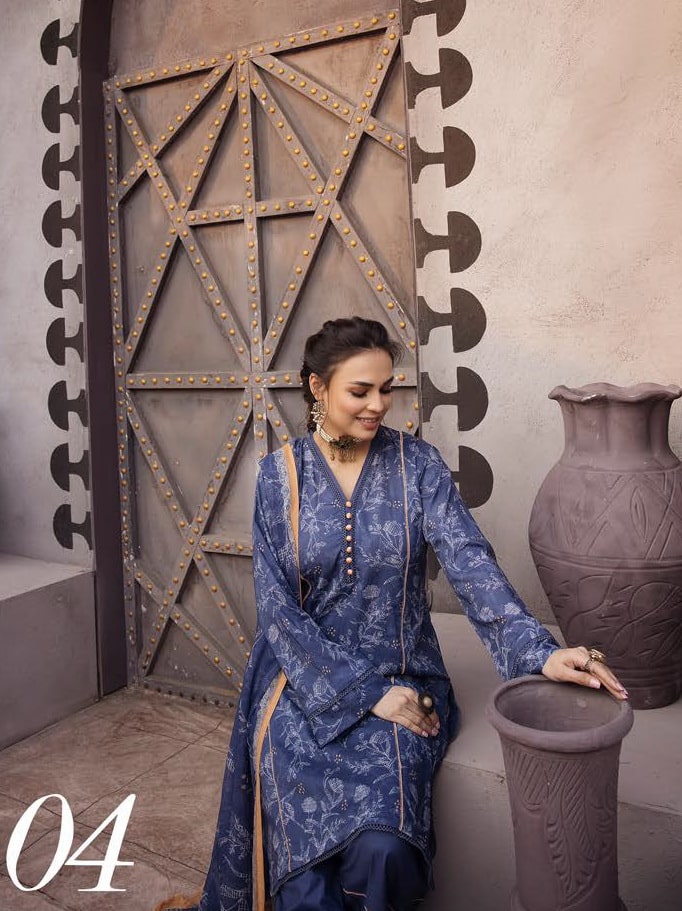 Riaz Arts Zarki's Classic Lawn Unstitched Embroidered 3Pc Suit D-04