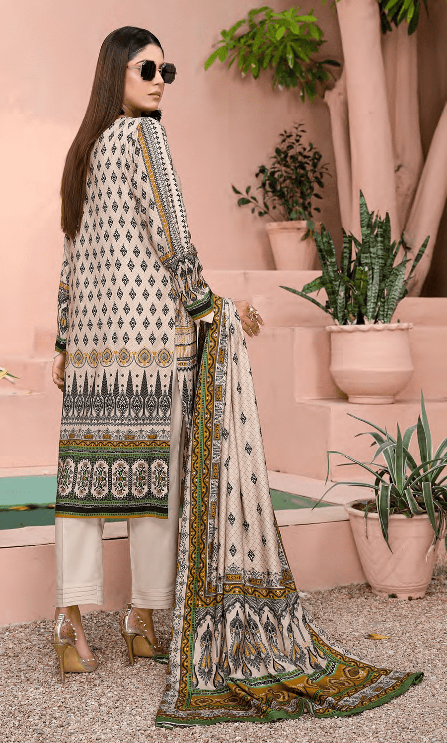 Florence Vol 08 Embroidered Staple Linen Unstitched 3Pc Suit D-04