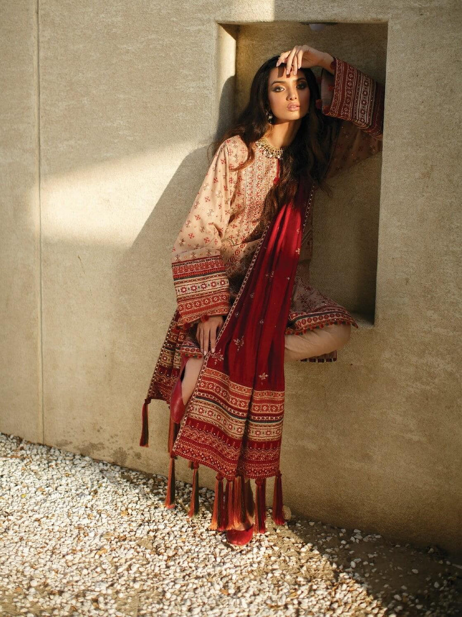 Baroque Fall Winter Embroidered Khaddar 3pc Unstitched Suit 04-JULEP - FaisalFabrics.pk