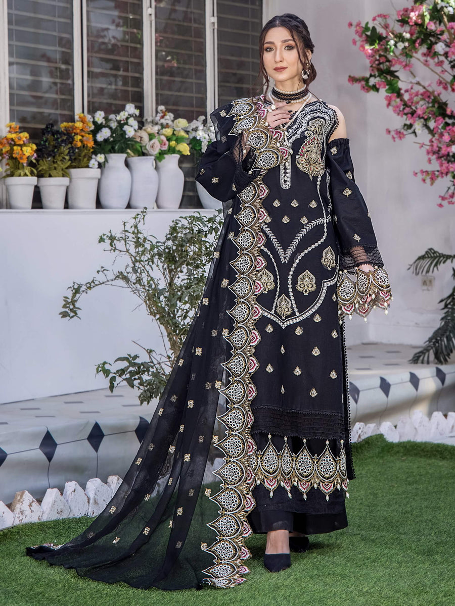 Afsoon by Humdum Embroidered Swiss Lawn Unstitched 3Piece Suit D-04