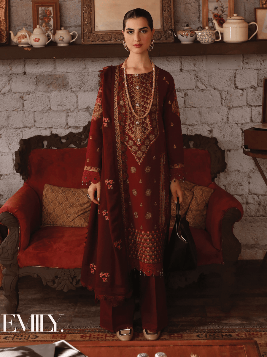 Rang Rasiya Premium Winter Unstitched Karandi 3Pc Suit D-04 EMILY