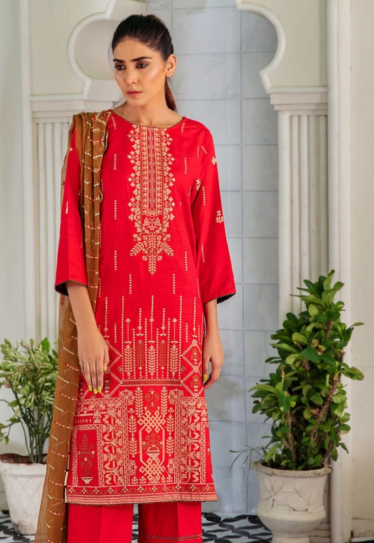 Noir by Humdum Unstitched Embroidered Slub Linen 3Pc Suit D-04