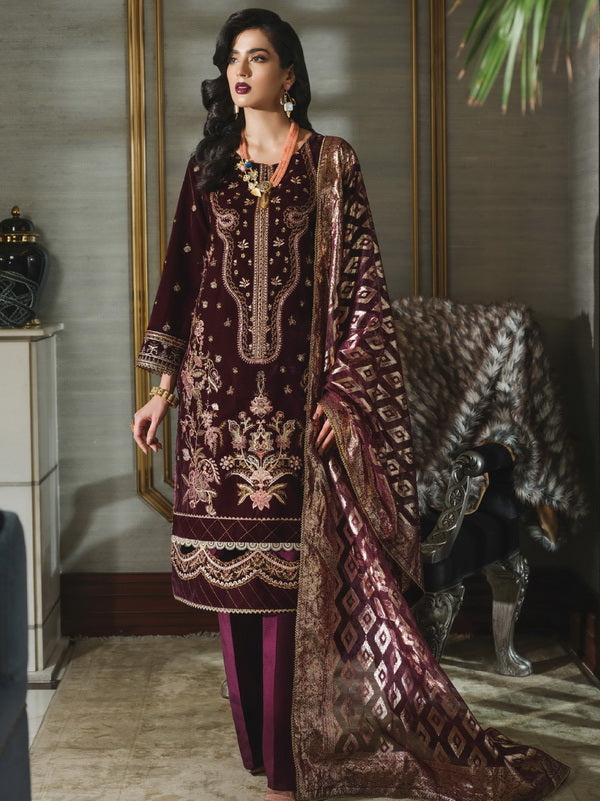 Rang Rasiya Tehwaar Unstitched Luxury Velvet 3Pc Suit D-04 Meher Un Nisa