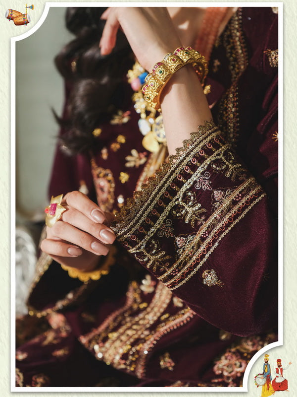 Rang Rasiya Tehwaar Unstitched Luxury Velvet 3Pc Suit D-04 Meher Un Nisa