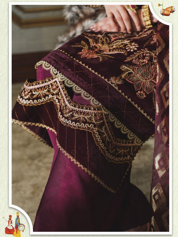 Rang Rasiya Tehwaar Unstitched Luxury Velvet 3Pc Suit D-04 Meher Un Nisa