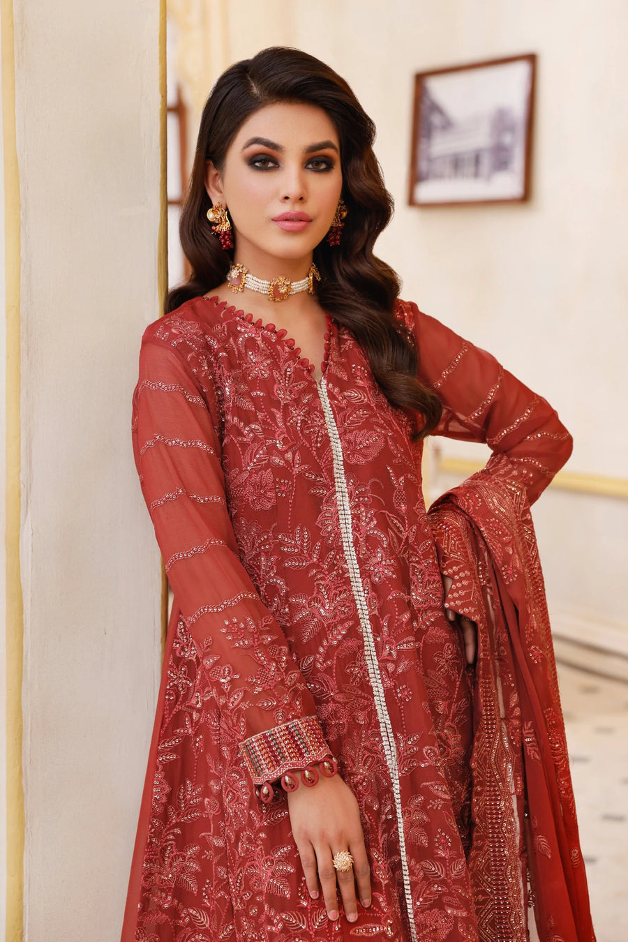 Xenia Formals Preesia Unstitched Chiffon 3Pc Suit D-04 DEHLEEZ