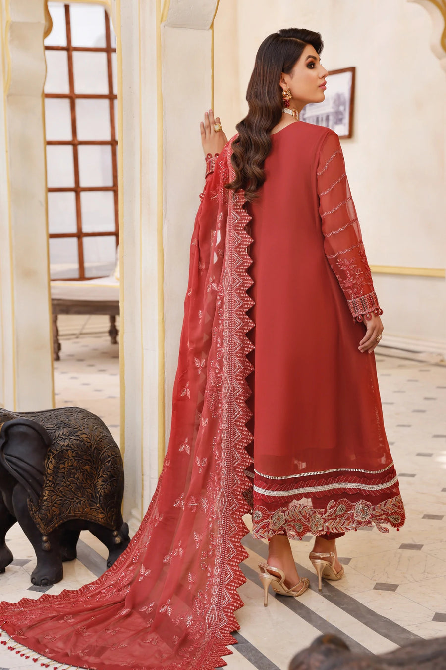 Xenia Formals Preesia Unstitched Chiffon 3Pc Suit D-04 DEHLEEZ