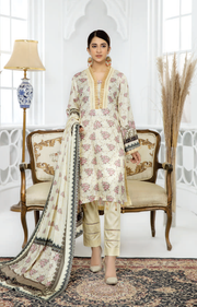 Al Kareem Shazmeen Prints Diamond Linen Unstitched 3Pc Suit D-04