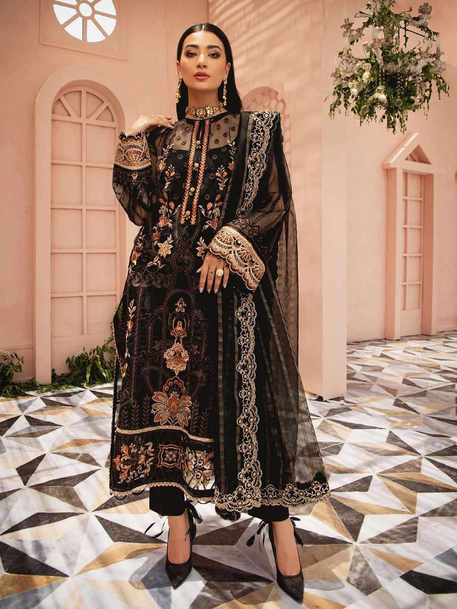 AIK Atelier Mystique Organza and Tulle Embroidered 3 Piece Suit Look-04 - FaisalFabrics.pk