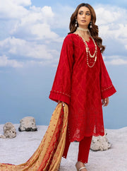 Adan's Libas Fuchsia Unstitched Embroidered Lawn 3Pc D-04 Venetian Red