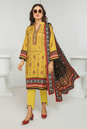 Florence Vol-10 Embroidered Staple Linen Unstitched 3Pc Suit D-05