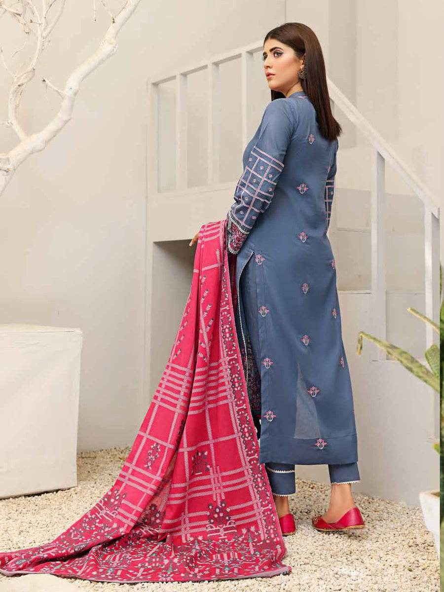 Uraan by Khaaka Unstitched Embroidered Jacquard Lawn 3Pc Suit D-05