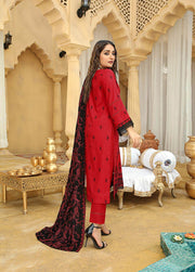 AKS by Humdum Unstitched Embroidered Woolen Peach 3Pc Suit D-05