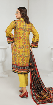 Florence Vol-10 Embroidered Staple Linen Unstitched 3Pc Suit D-05