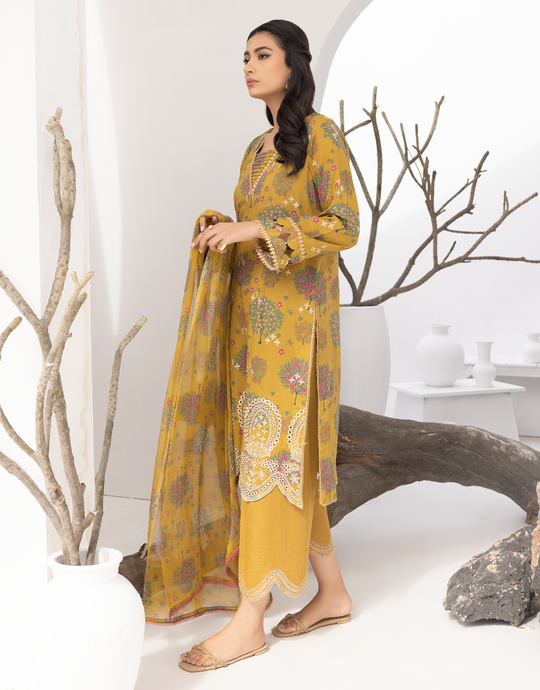 Puri Fabrics Flora Printed & Embroidered Swiss Lawn 3 Piece Suit D-05
