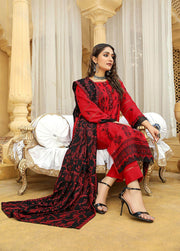 AKS by Humdum Unstitched Embroidered Woolen Peach 3Pc Suit D-05
