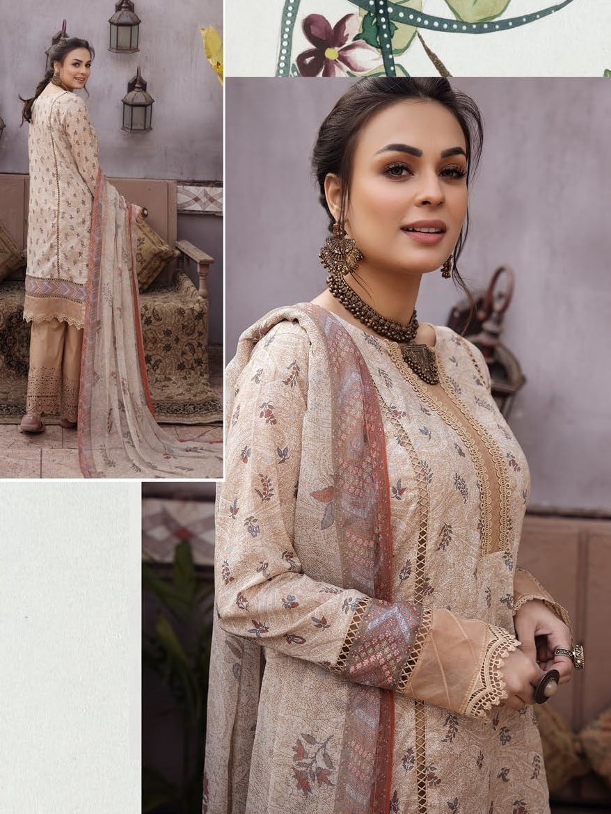Riaz Arts Zarki's Classic Lawn Unstitched Embroidered 3Pc Suit D-05