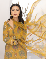 Puri Fabrics Flora Printed & Embroidered Swiss Lawn 3 Piece Suit D-05
