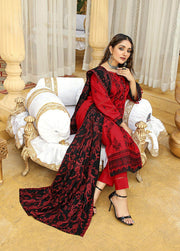 AKS by Humdum Unstitched Embroidered Woolen Peach 3Pc Suit D-05
