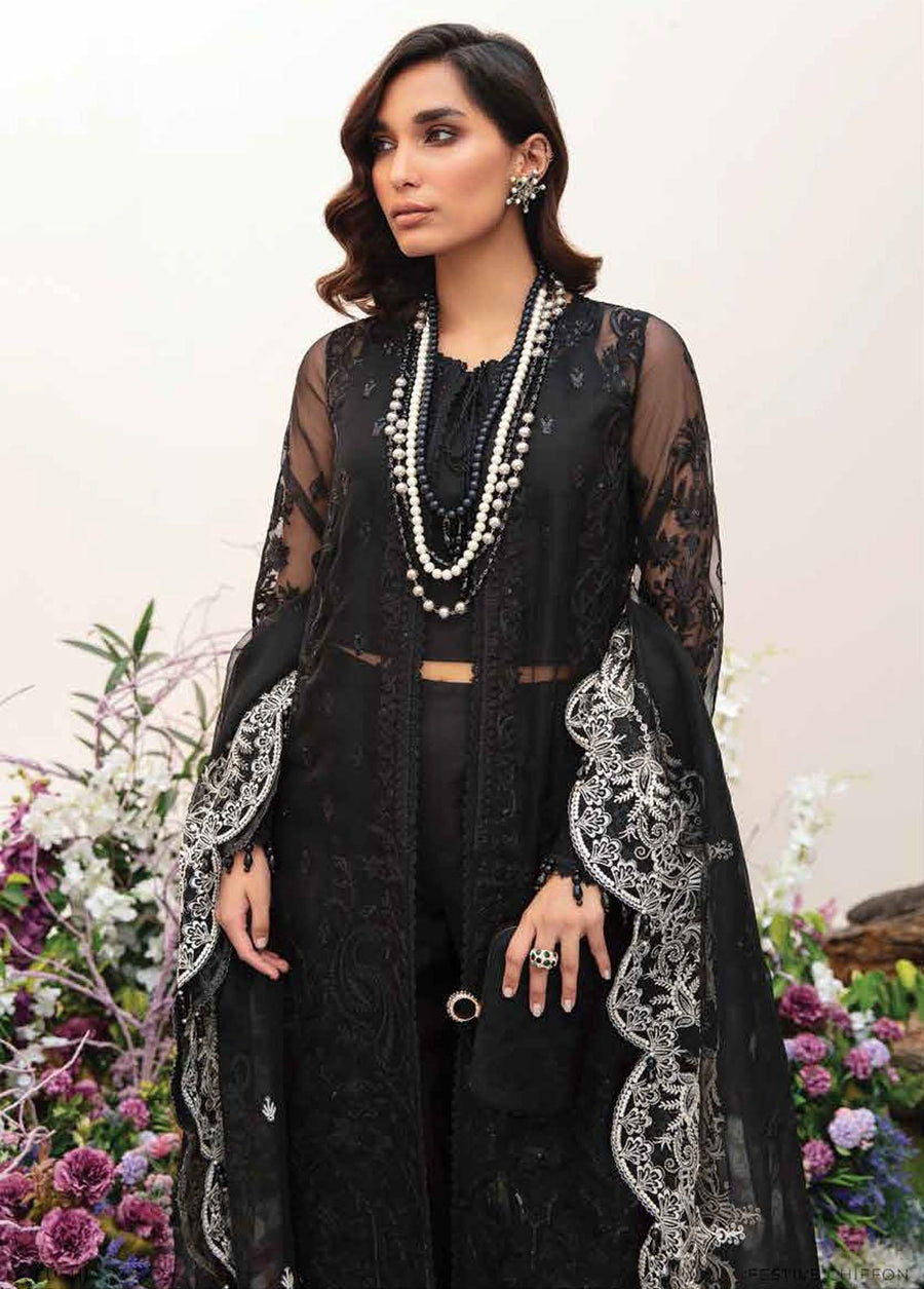 Afrozeh La Fuchsia Unstitched Festive Chiffon 3Pc Suit ALF-V1-05 KIERA