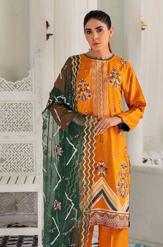 Noir by Humdum Unstitched Embroidered Slub Linen 3Pc Suit D-05
