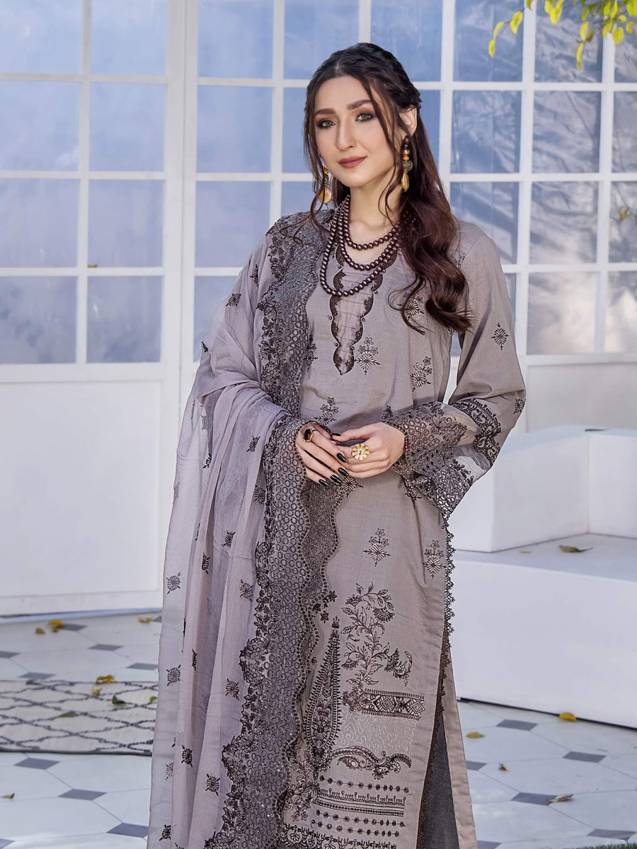 Afsoon by Humdum Embroidered Swiss Lawn Unstitched 3Piece Suit D-05