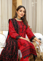 AKS by Humdum Unstitched Embroidered Woolen Peach 3Pc Suit D-05