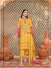 Al Kareem Shazmeen Prints Slub Linen Unstitched 3Pc Suit D-05