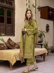 LAADLI by Humdum Unstitched Embroidered Peach Leather 3Pc Suit D-05