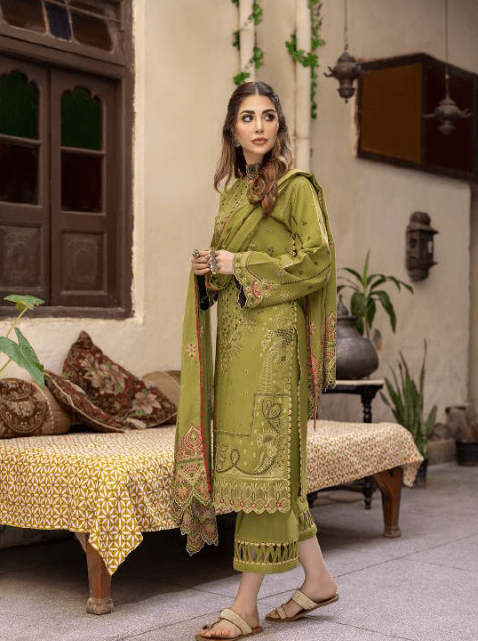 LAADLI by Humdum Unstitched Embroidered Peach Leather 3Pc Suit D-05
