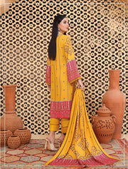 Al Kareem Shazmeen Prints Slub Linen Unstitched 3Pc Suit D-05