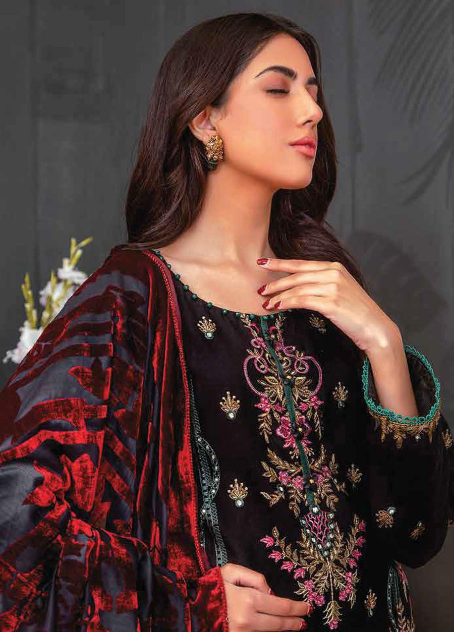 LALA Textiles Brocade Embroidered Woolen Unstitched 3Pc Suit D-05 Emma