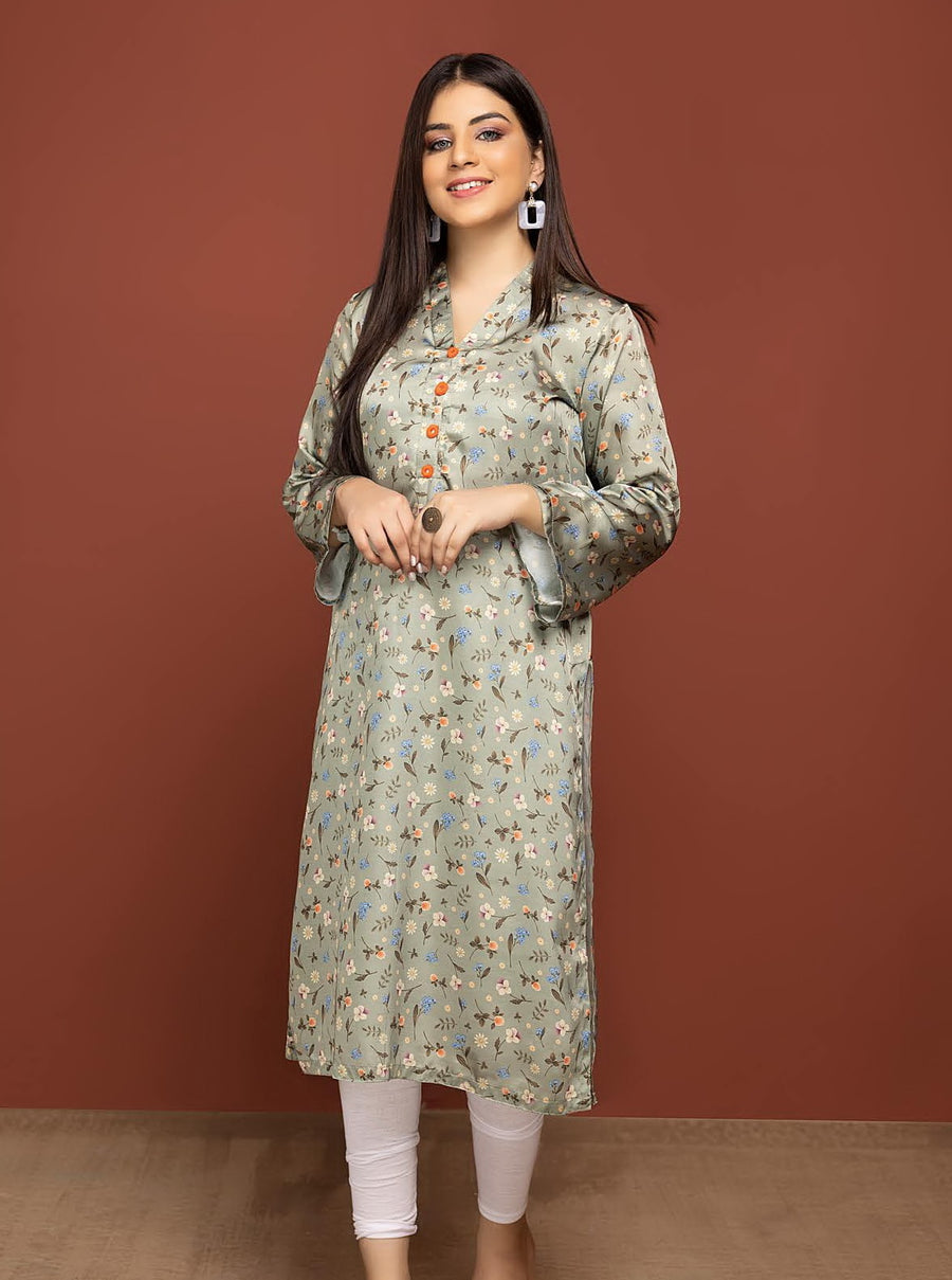 Labisa Silk di Kurti Unstitched Printed Silk 1Pc Shirt D-05