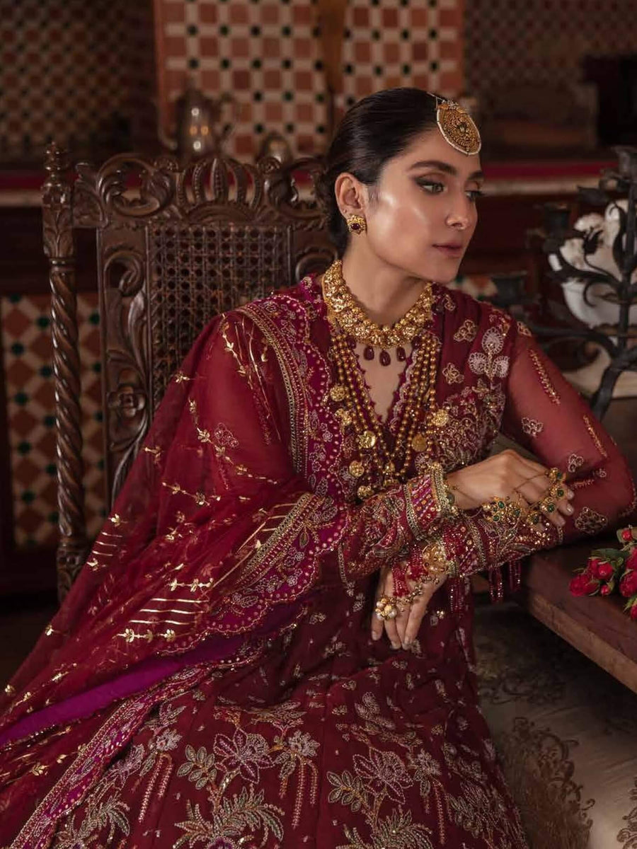 Afrozeh Hayyat Wedding Formals Embroidered 3Pc Suit D-01 Roshanay - FaisalFabrics.pk