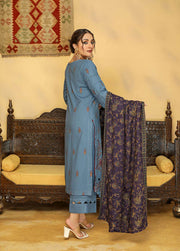 AKS by Humdum Unstitched Embroidered Woolen Peach 3Pc Suit D-06
