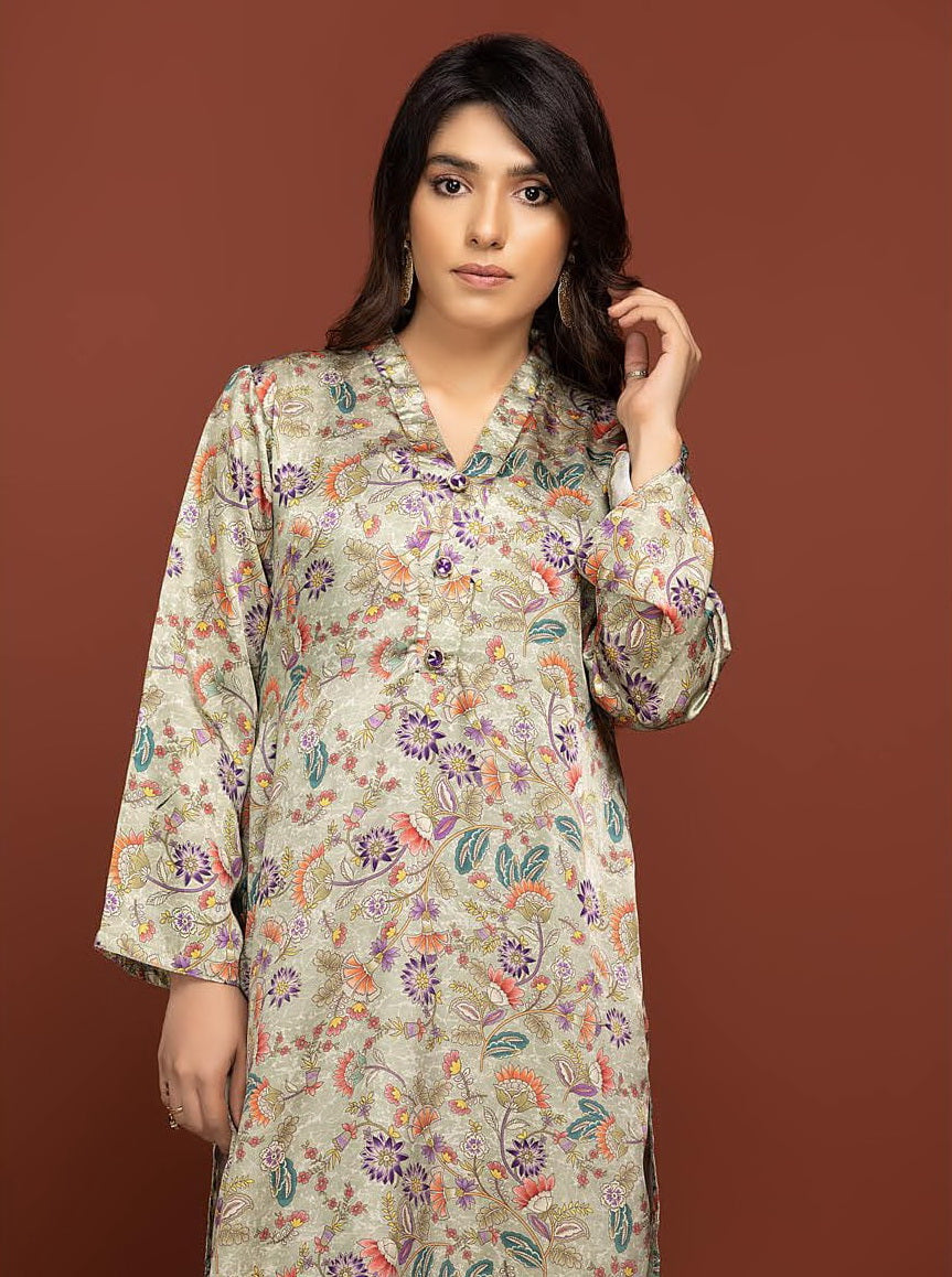 Labisa Silk di Kurti Unstitched Printed Silk 1Pc Shirt D-06